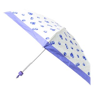 画像1: 【COACH】コーチ シグネチャー ブルーベリー フルーツ プリント UVカット99%  晴雨兼用 日傘 ミニ アンブレラ 折りたたみ傘 チャーク×ライトバイオレット（日本未発売）