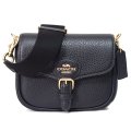 【COACH】コーチ レザー アメリア サドル スモール ロゴ ショルダー 2way クロスボディ 斜めがけ バッグ ブラック（日本未発売）