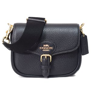 画像1: 【COACH】コーチ レザー アメリア サドル スモール ロゴ ショルダー 2way クロスボディ 斜めがけ バッグ ブラック（日本未発売）
