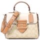 【COACH】コーチ バッグ コーティングキャンバス レザー シグネチャー モーガン トップ ハンドル サッチェル クロスボディ 2WAY ショルダー ハンドバッグ ライトカーキ×カーキマルチ（日本未発売）