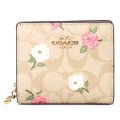 【COACH】コーチ 財布 コーティングキャンバス レザー シグネチャー フローラル 花柄 スナップ ウォレット 二つ折り財布 ライトカーキチャークマルチ（日本未発売）