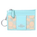 【COACH】コーチ コインケース ジャガード レザー シグネチャー キーリング付き ミニ スキニー IDケース 小銭入れ フェイディドブルー（日本未発売）