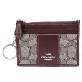 【COACH】コーチ コインケース ジャガード レザー シグネチャー キーリング付き ミニ スキニー IDケース 小銭入れ オーク×マップル（日本未発売）