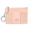 【COACH】コーチ コインケース ジャガード レザー シグネチャー キーリング付き ミニ スキニー IDケース 小銭入れ フェイディドブラッシュ（日本未発売）