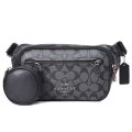 【COACH】コーチ ボディバッグ コーティングキャンバス レザー シグネチャー エリアス コインケース付き ベルトバッグ 2way ワンショルダー バックパック バッグ ウエスト チャコール（日本未発売）