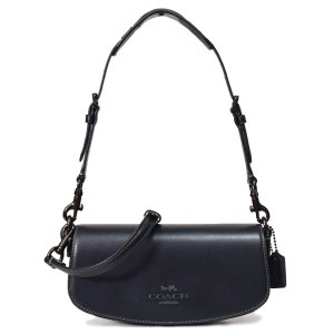 画像1: 【COACH】コーチ バッグ カーフレザー アンドレア スモール ロゴ フラップ クロスボディ 3WAY クラッチ ショルダー ハンドバッグ ブラック（日本未発売）