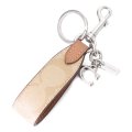【COACH】コーチ キーホルダー コーティングキャンバス レザー シグネチャー ループ ロゴ キーフォブ キーリング ライトカーキライトサドル（日本未発売）