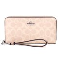 【COACH】コーチ 長財布 コーティングキャンバス レザー シグネチャー リストレット ロング ジップ アラウンド 長財布 サンド×トープ（日本未発売）