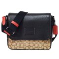 【COACH】コーチ メンズ バッグ ジャガード レザー シグネチャー スプリント マップ クロスボディ 斜め掛け メッセンジャー フラップ ショルダーバッグ カーキ×ブラックマルチ〔日本未発売〕
