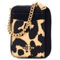 【COACH】コーチ ポーチ レオパード ヒョウ柄 レザー アニマル プリント チェーン ロゴ ジップ カードケース カードポーチ 定期入れ 名刺入れ コインケース レオパードマルチ（日本未発売）