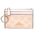 【COACH】コーチ コインケース コーティングキャンバス レザー シグネチャー キーリング付き ミニ スキニー IDケース コインケース サンド×チャーク（日本未発売）