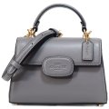 【COACH】コーチ バッグ レザー エライザ ロゴ ミニ トップ ハンドル サッチェル クロスボディ 2WAY ショルダー ハンドバッグ チャコール（日本未発売）