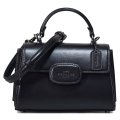 【COACH】コーチ バッグ レザー エライザ ロゴ ミニ トップ ハンドル サッチェル クロスボディ 2WAY ショルダー ハンドバッグ ブラック（日本未発売）