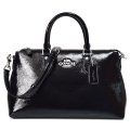 【COACH】コーチ パテントレザー ジョージア サッチェル ロゴ 2WAY ボストン ショルダー ハンドバッグ ブラック〔日本未発売〕