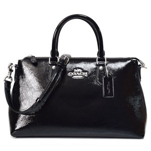 画像1: 【COACH】コーチ パテントレザー ジョージア サッチェル ロゴ 2WAY ボストン ショルダー ハンドバッグ ブラック〔日本未発売〕