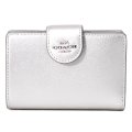 【COACH】コーチ 財布 レザー ロゴ キラキラ ミディアム コーナー ジップ ウォレット 二つ折り財布 ライトシルバー（日本未発売）