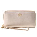 【COACH】コーチ 長財布 レザー メタリック キラキラ ロゴ リストレット ロング ジップ アラウンド 財布 ライトシャンパン（日本未発売）