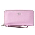 【COACH】コーチ 長財布 レザー メタリック キラキラ ロゴ リストレット ロング ジップ アラウンド 財布 メタリックピンク（日本未発売）