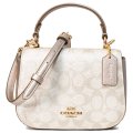 【COACH】コーチ バッグ PVC レザー シグネチャー メタリック トップ ハンドル フラップ クロスボディ 2WAY ショルダー ハンドバッグ シャンパンマルチ（日本未発売）