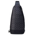 【COACH】コーチ メンズ コーティングキャンバス レザー シグネチャー ドミニク スリング ワンショルダー バックパック ボディバッグ チャコール×ブラック〔日本未発売〕