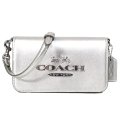 【COACH】コーチ バッグ レザー トニー ロゴ メタリック キラキラ フラップ 2WAY クラッチ クロスボディー 斜めがけ ショルダーバッグ ライトシルバー（日本未発売）
