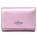 【COACH】コーチ 財布 レザー メタリック キラキラ スモール ロゴ マイクロ ミニ ウォレット コンパクト 三つ折り財布 メタリックピンク（日本未発売）