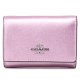 【COACH】コーチ 財布 レザー メタリック キラキラ スモール ロゴ マイクロ ミニ ウォレット コンパクト 三つ折り財布 メタリックピンク（日本未発売）