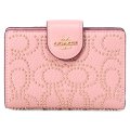 【COACH】コーチ 財布 ペブルレザーペブルレザー シグネチャー スタッズ リベット ミディアム コーナー ジップ ウォレット 二つ折り財布 ピンクペタル（日本未発売）