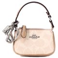【COACH】コーチ キーホルダー コーティングキャンバス レザー シグネチャー ミニ ノリータバッグ ミニ ポーチ 小物入れ キーホルダー バッグチャーム サンド×トープ（日本未発売）