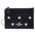 【COACH】コーチ コインケース レザー ラメ 星 スター プリント ロゴ キーリング付き ミニ スキニー IDケース 小銭入れ ブラックマルチ（日本未発売）