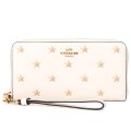 【COACH】コーチ レザー ラメ 星 スター プリント ロゴ リストレット ロング ジップ アラウンド 長財布 チャークマルチ（日本未発売）