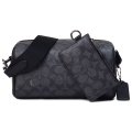 【COACH】コーチ バッグ コーティングキャンバス レザー シグネチャー アクセル コインケース ポーチ付き 2way クラッチ クロスボディ ショルダーバッグ チャコール×ブラック（日本未発売）