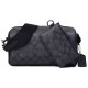 【COACH】コーチ バッグ コーティングキャンバス レザー シグネチャー アクセル コインケース ポーチ付き 2way クラッチ クロスボディ ショルダーバッグ チャコール×ブラック（日本未発売）