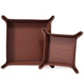 【COACH】コーチ レザー ロゴ バレット トレイ 2点セット 小物入れ アクセサリー トレー 専用BOX付き ダークサドル（日本未発売）
