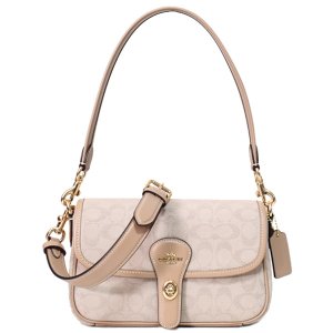 画像1: 【COACH】コーチ バッグ キャンバス レザー シグネチャー ハドリー ウィズ フラップ ターンロック クロスボディ 3WAY クラッチ ショルダー ハンドバッグ ダークナチュラルマルチ（日本未発売）
