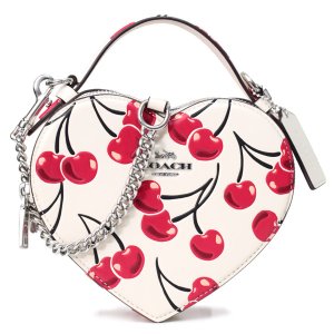 画像1: 【COACH】コーチ バッグ さくらんぼ ハート チェリー レザー ダブルジップ クロスボディ 2way チェーン ハンドバッグ ショルダーバッグ チャークマルチ（日本未発売）