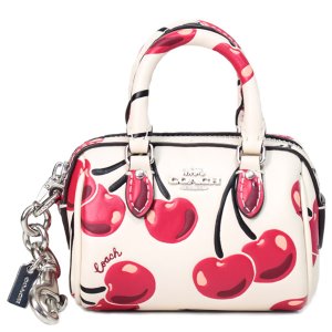 画像1: 【COACH】コーチ キーホルダー さくらんぼ チェリー レザー ミニ ローワン バッグ サッチェル ポーチ 小物入れ キーホルダー バッグチャーム チャークマルチ（日本未発売）