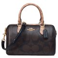 【COACH】コーチ バッグ コーティングキャンバス レザー シグネチャー ローワン サッチェル 2WAY ボストン ショルダー ハンドバッグ ウォルナット×タン〔日本未発売〕
