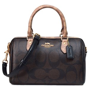 画像1: 【COACH】コーチ バッグ コーティングキャンバス レザー シグネチャー ローワン サッチェル 2WAY ボストン ショルダー ハンドバッグ ウォルナット×タン〔日本未発売〕