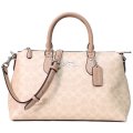 【COACH】コーチ バッグ コーティングキャンバス レザー シグネチャー ジョージア サッチェル ロゴ 2WAY ボストン ショルダー ハンドバッグ サンド×トープ〔日本未発売〕