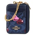 【COACH】コーチ カードケース さくらんぼ コーティングキャンバス レザー シグネチャー チェリー チェーン ジップ カードポーチ 定期入れ 名刺入れ コインケース デニムマルチ（日本未発売）