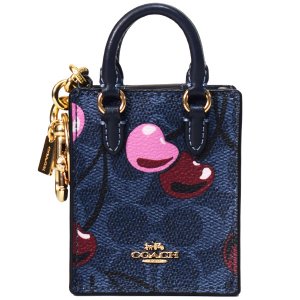画像1: 【COACH】コーチ バッグ キーホルダー コーティングキャンバス レザー シグネチャー さくらんぼ チェリー ミニ ノースサウス トート バッグ ポーチ 小物入れ バッグチャーム デニムマルチ（日本未発売）