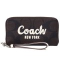 【COACH】コーチ 長財布 コーティングキャンバス スムースレザー シグネチャー ロゴ リストレット ジップ アラウンド 長財布 ウォルナット×チャーク（日本未発売）