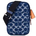 【COACH】コーチ スマホショルダー デニム レザー シグネチャー エイデン ジップ クロスボディ フォン ポーチ 2way 斜めがけ ショルダーバッグ デニム×ディープブルー（日本未発売）