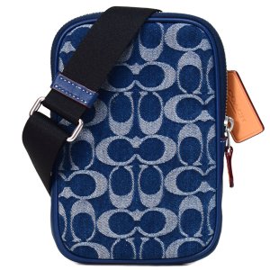 画像1: 【COACH】コーチ スマホショルダー デニム レザー シグネチャー エイデン ジップ クロスボディ フォン ポーチ 2way 斜めがけ ショルダーバッグ デニム×ディープブルー（日本未発売）
