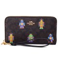【COACH】コーチ 長財布 ロボット コーティングキャンバス レザー シグネチャー リストレット ロング ジップ  アラウンド 長財布 ウォルナットマルチ（日本未発売）