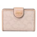 【COACH】コーチ 財布 キャンバス レザー シグネチャー ミディアム コーナー ジップ ウォレット 二つ折り財布 ダークナチュラルマルチ（日本未発売）