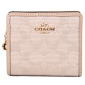 【COACH】コーチ 財布 キャンバス レザー シグネチャー ロゴ チャーム コンパクト スナップ ウォレット 二つ折り 財布 ダークナチュラルマルチ（日本未発売）