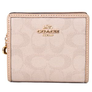 画像1: 【COACH】コーチ 財布 キャンバス レザー シグネチャー ロゴ チャーム コンパクト スナップ ウォレット 二つ折り 財布 ダークナチュラルマルチ（日本未発売）