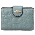 【COACH】コーチ 財布 レザー シグネチャー 型押し ロゴ ミディアム コーナー ジップ ウォレット 二つ折り財布 セージ（日本未発売）
